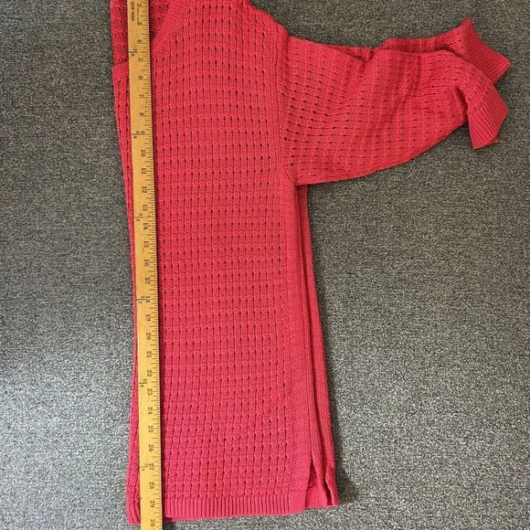 Talbots Open Weave Pink Tunic Sweater XL Cotton‎ Cruise Vacation Layer - Picture 7 of 9